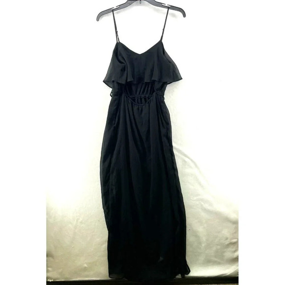 American Eagle Outfitters Maxi Dress Women's Sz S Black V-Neck Double Slit - Picture 2 of 9
